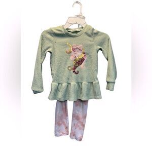 Nannette Green Sequin Unicorn Sweater and Pink Leggings Set, Size 5
